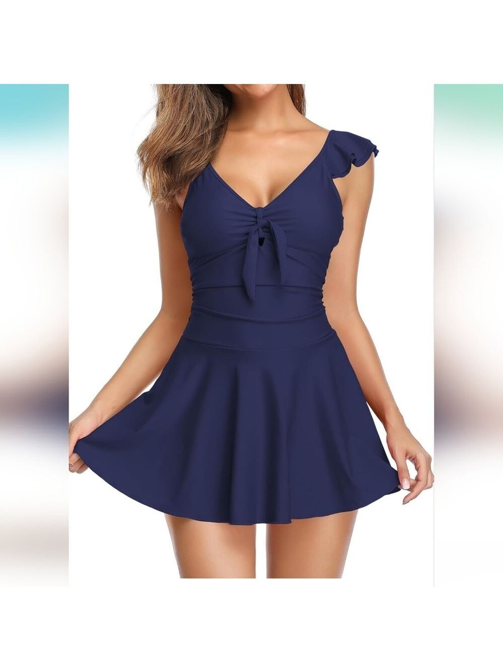 Shekini Navy Blue Womens Swim Suit One Piece Tummy Control XL New